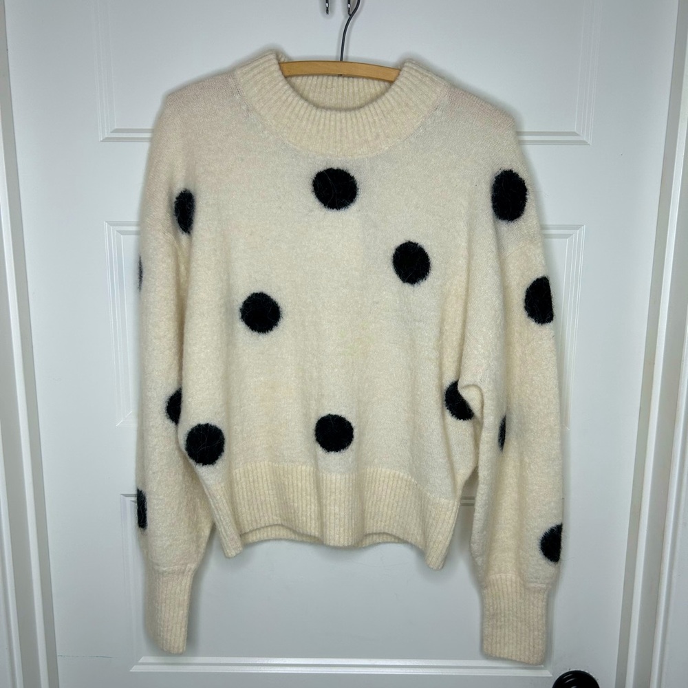 Cream and Black Polka Dot Sweater